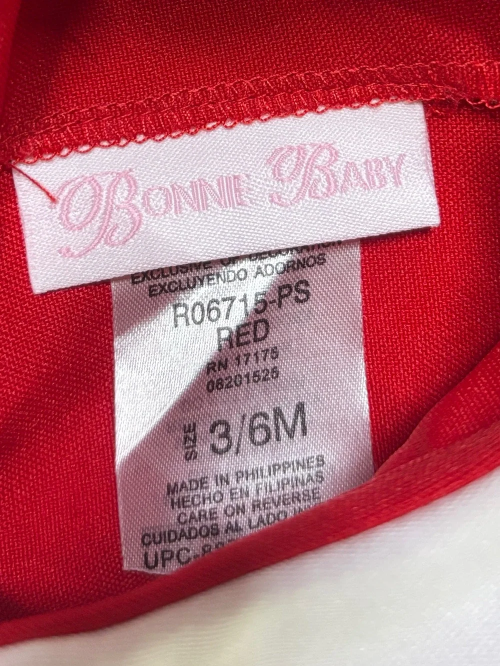 Bonnie Baby Red Sailor Dress 3/6M Peter Pan Collar Nautical Vintage